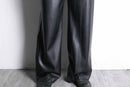 black fake leather wide straight pants
