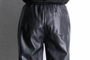 black fake leather wide straight pants