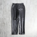 genuine leather black straight pants