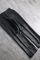 genuine leather black straight pants
