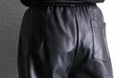 black fake leather wide straight pants