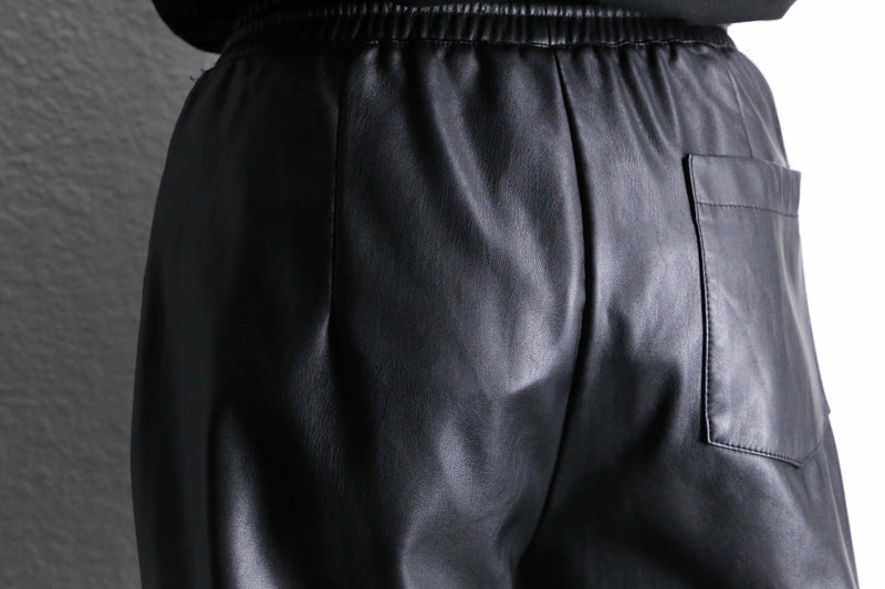black fake leather wide straight pants