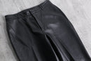 genuine leather black straight pants