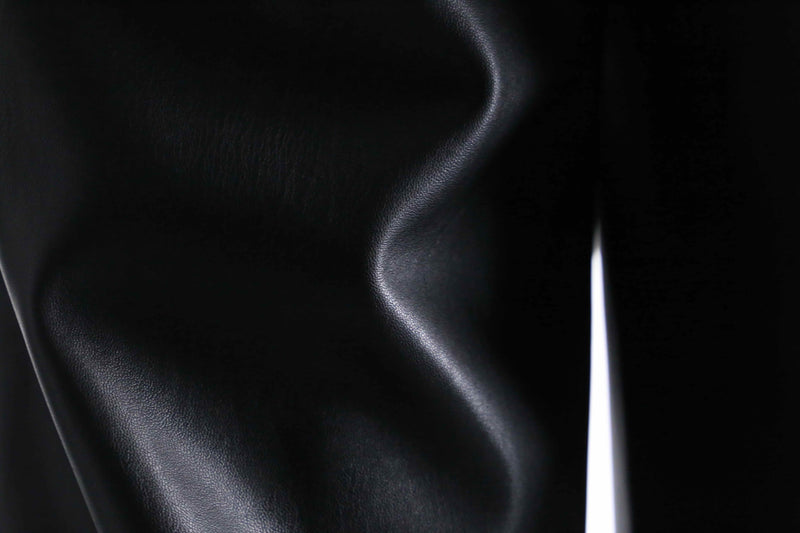 black fake leather wide straight pants