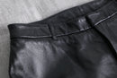 genuine leather black straight pants