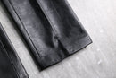 genuine leather black straight pants