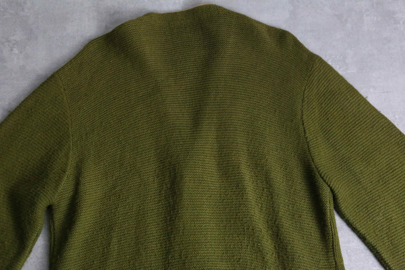 70's green color switch acrylic cardigan