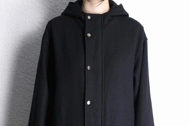 black single long hood coat