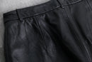 genuine leather black straight pants