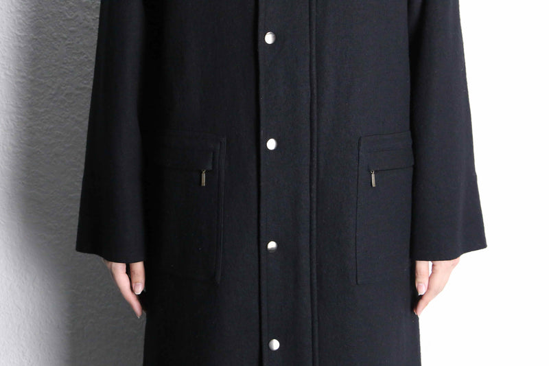 black single long hood coat