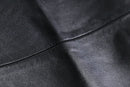 genuine leather black straight pants
