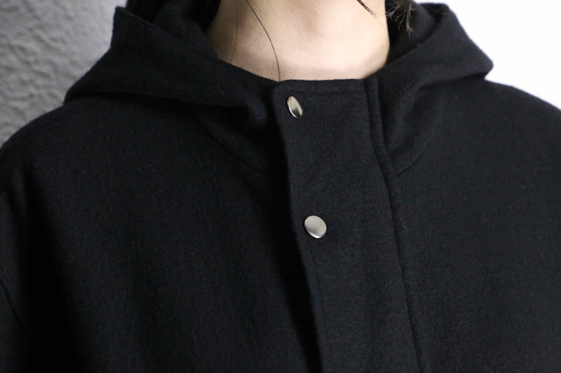 black single long hood coat