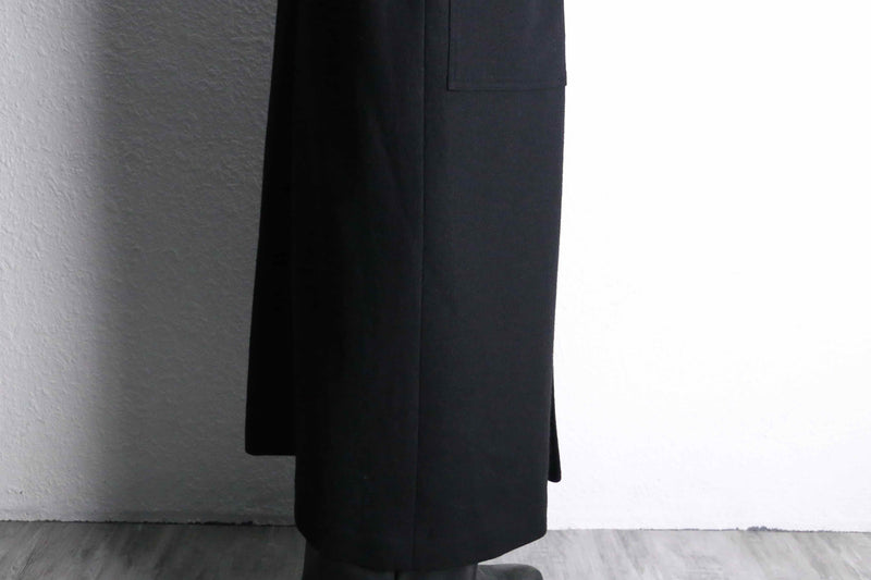 black single long hood coat