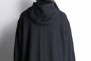 black single long hood coat