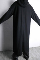 black single long hood coat