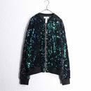 green sequins black zip up blouson