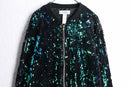 green sequins black zip up blouson