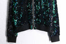 green sequins black zip up blouson