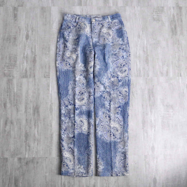 "Gotcha Covered" brushed design ethnic denim easy pants
