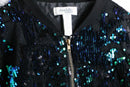 green sequins black zip up blouson