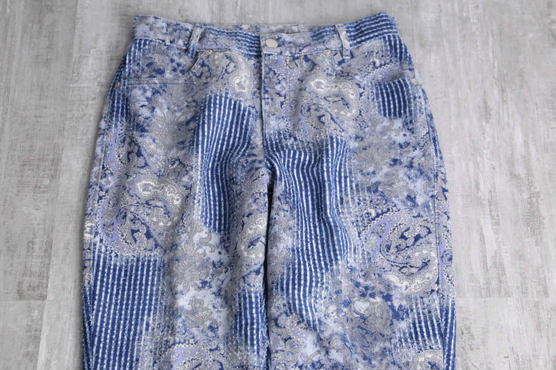 "Gotcha Covered" brushed design ethnic denim easy pants