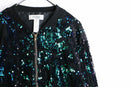green sequins black zip up blouson