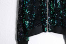 green sequins black zip up blouson