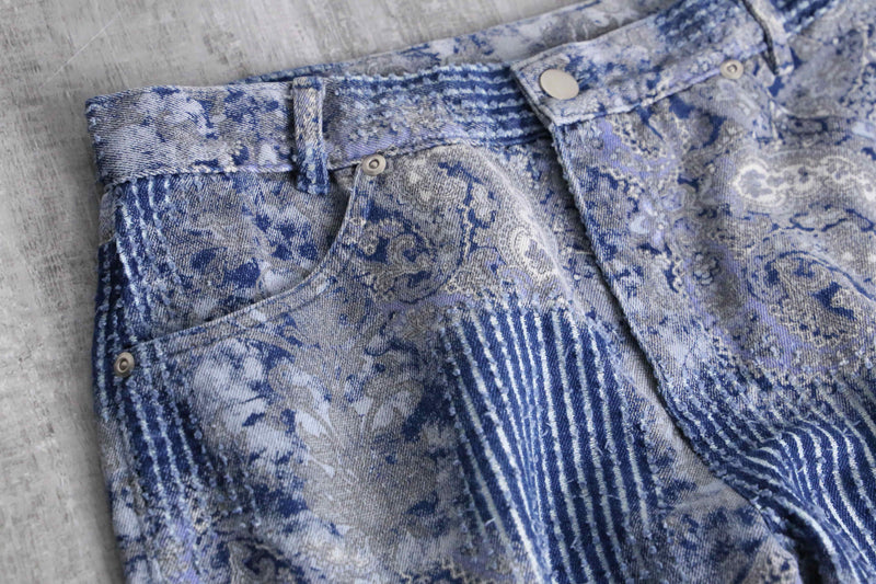 "Gotcha Covered" brushed design ethnic denim easy pants