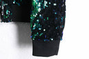 green sequins black zip up blouson
