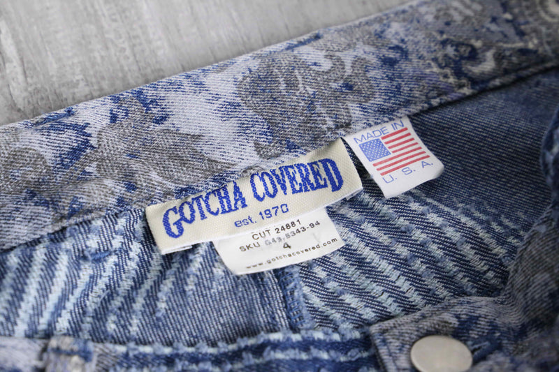 "Gotcha Covered" brushed design ethnic denim easy pants