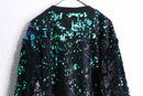 green sequins black zip up blouson