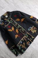 95-00s “Parsley & Sage” flower emb gobelin switch duffle jacket