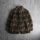 1980-90s stripe lining faux fur jacket