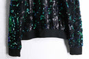 green sequins black zip up blouson