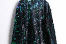 green sequins black zip up blouson