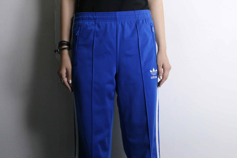 "adidas" three line design blue track pants