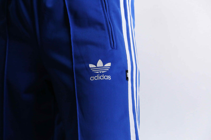 "adidas" three line design blue track pants