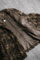 1980-90s stripe lining faux fur jacket