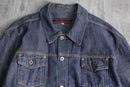 “GUESS” metallic indigo loose denim jacket