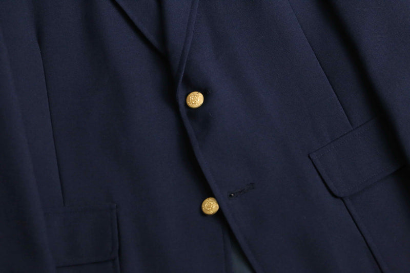 navy color 2 gold button single blazer