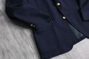 navy color 2 gold button single blazer