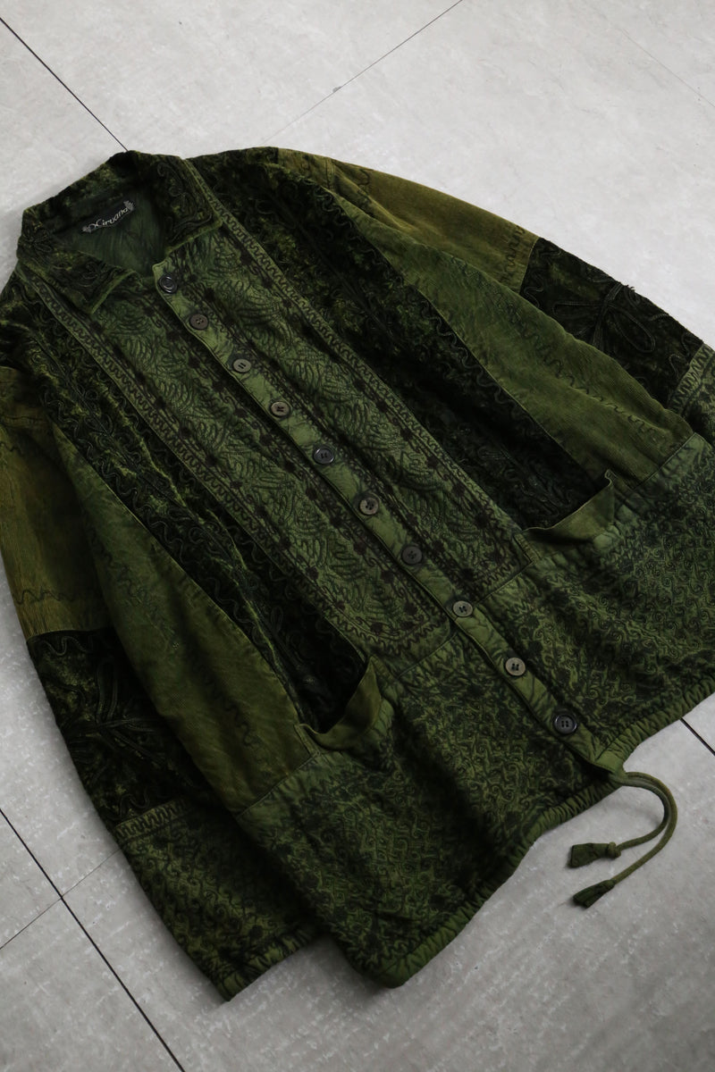 dark green wrinkle design jacket