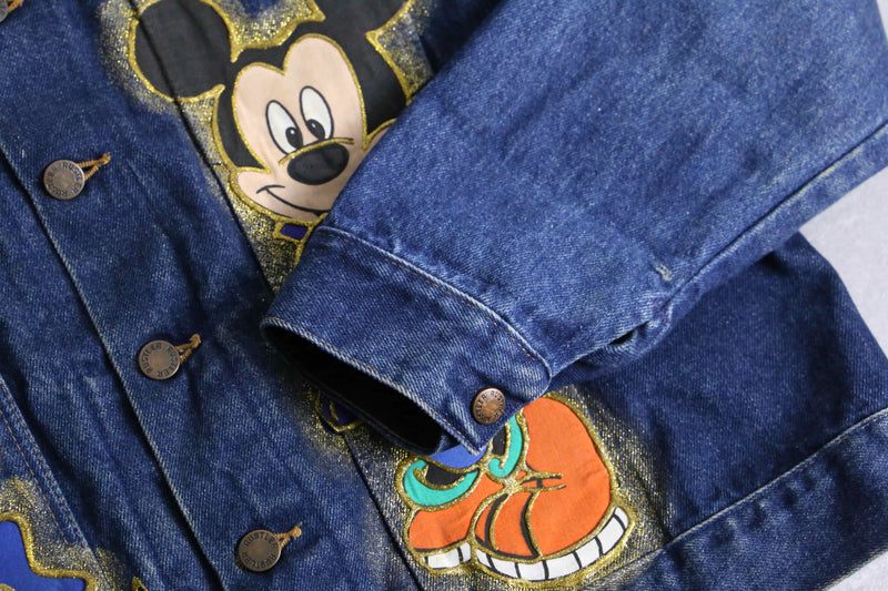 mickey mouse colorful lame denim jacket