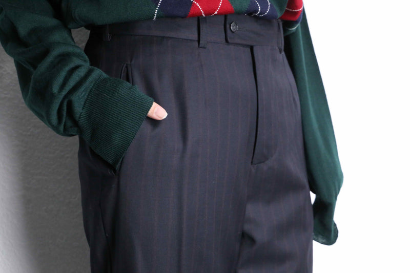 black red stripe wool trousers