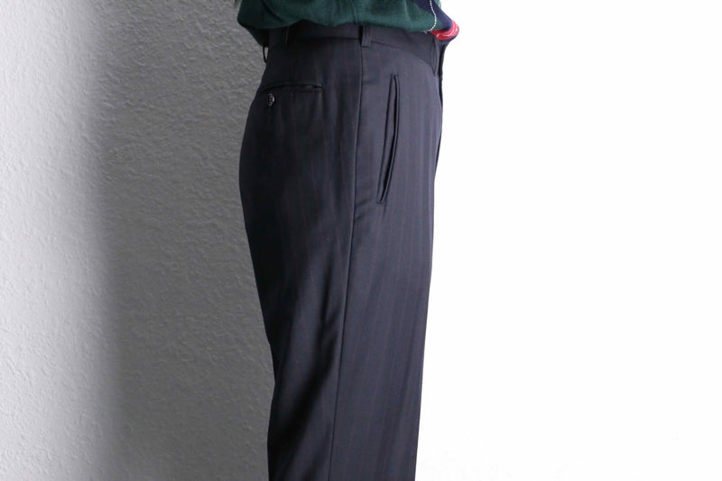 black red stripe wool trousers