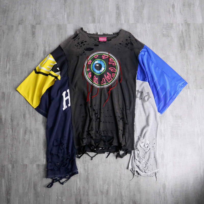 "Re:make" destroy&stitch design docking wide Tee