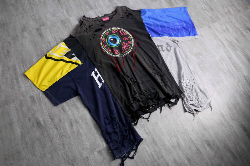 "Re:make" destroy&stitch design docking wide Tee