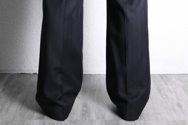 black red stripe wool trousers