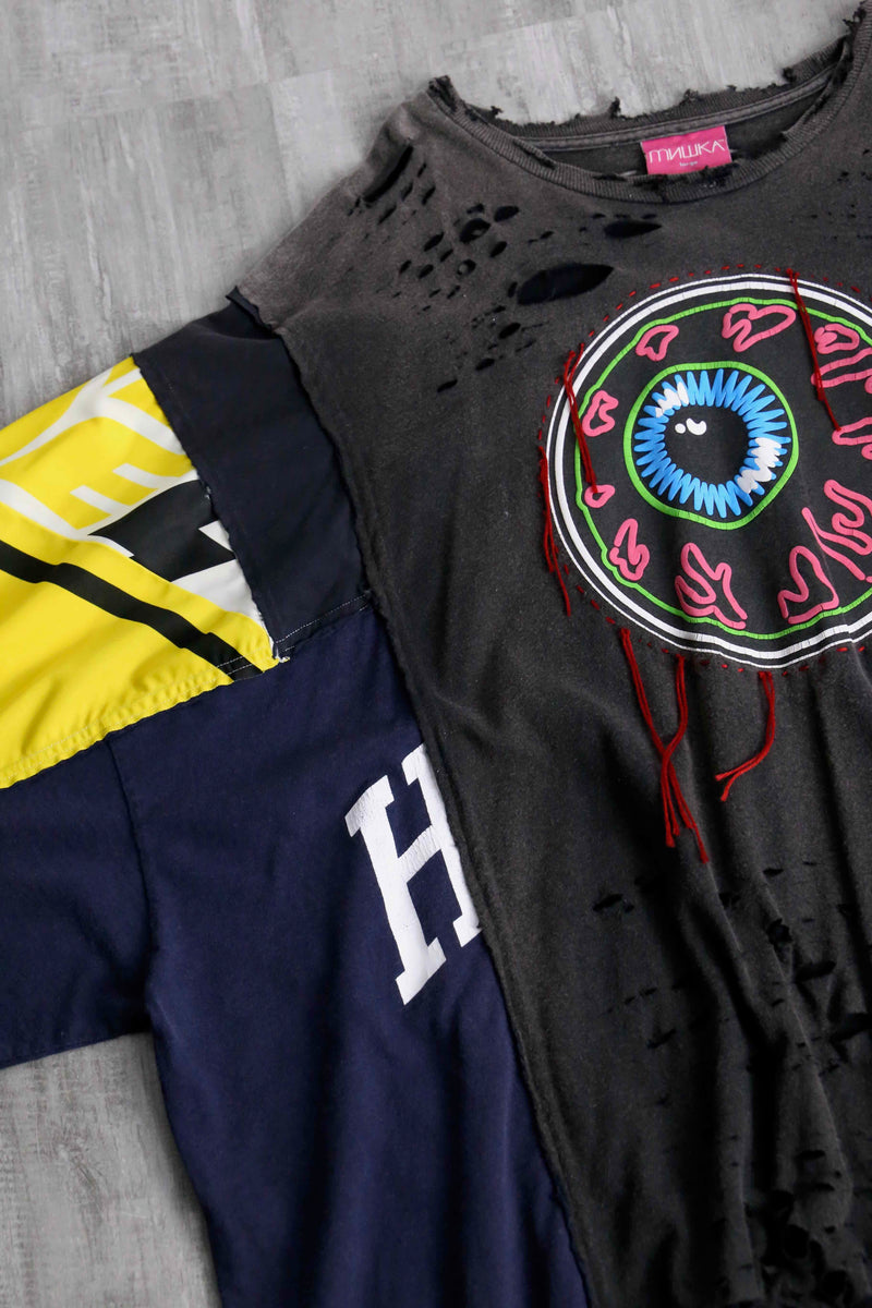 "Re:make" destroy&stitch design docking wide Tee