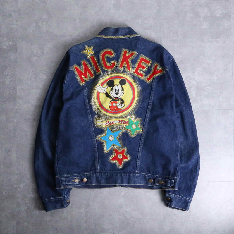 mickey mouse colorful lame denim jacket